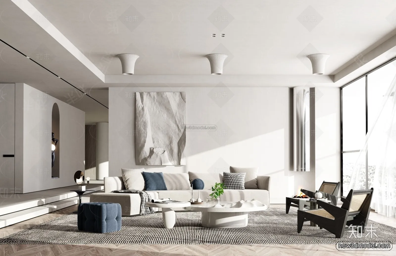 Modern Style Interior 3D Blocks - Living Room 3D Model - 117