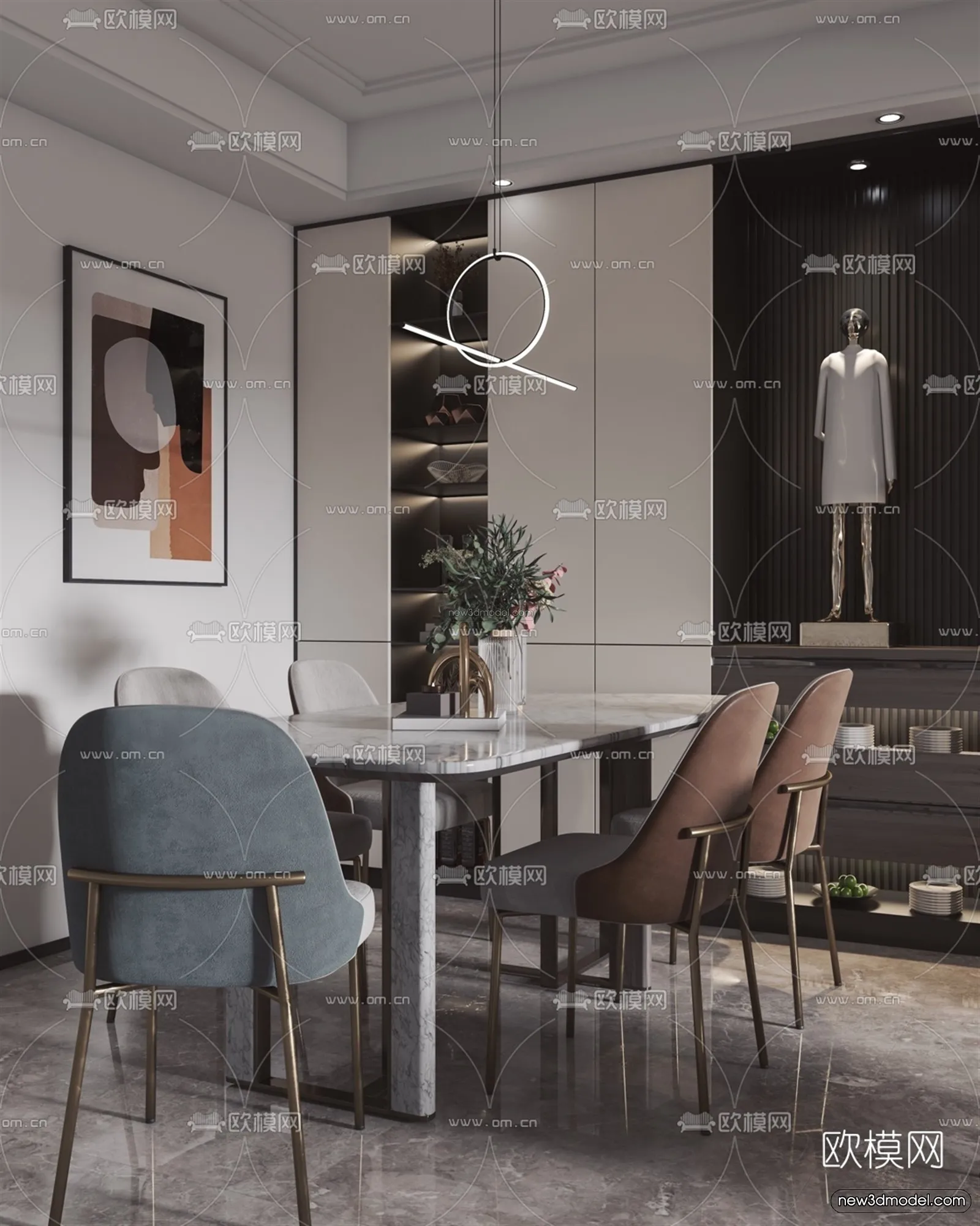 Modern Style Interior 3D Blocks - Living Room 3D Model - 118