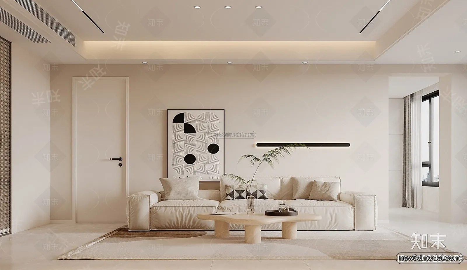 Modern Style Interior 3D Blocks - Living Room 3D Model - 131