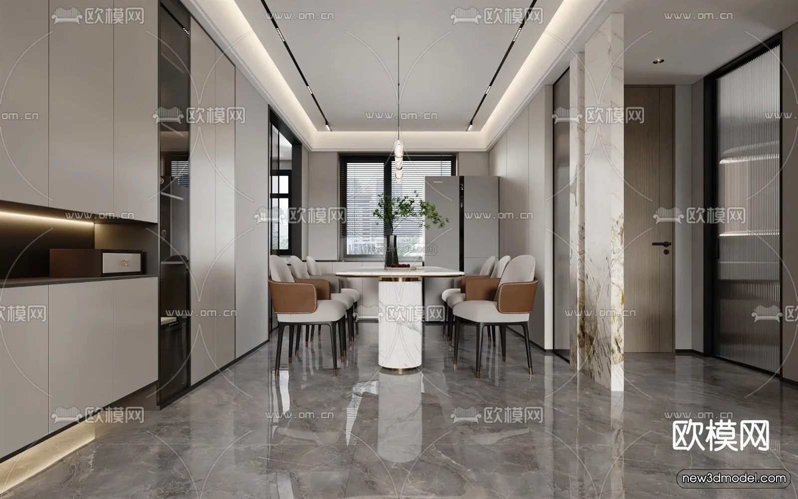 Modern Style Interior 3D Blocks - Living Room 3D Model - 132