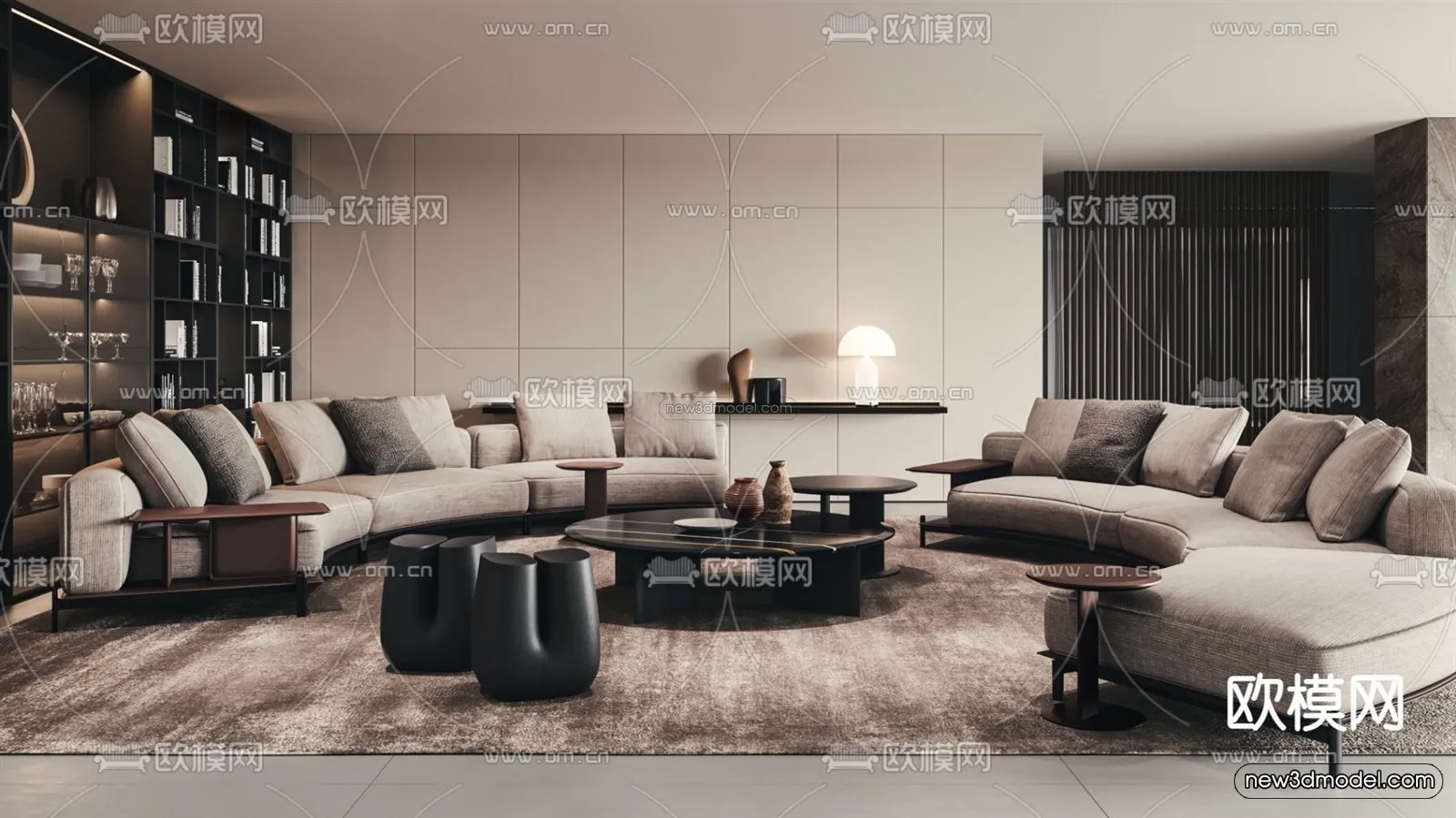 Modern Style Interior 3D Blocks - Living Room 3D Model - 137