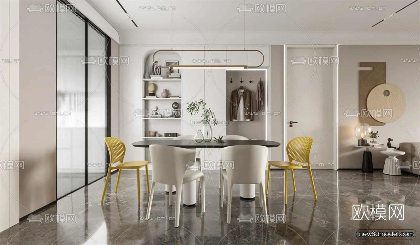 Modern Style Interior 3D Blocks - Living Room 3D Model - 138