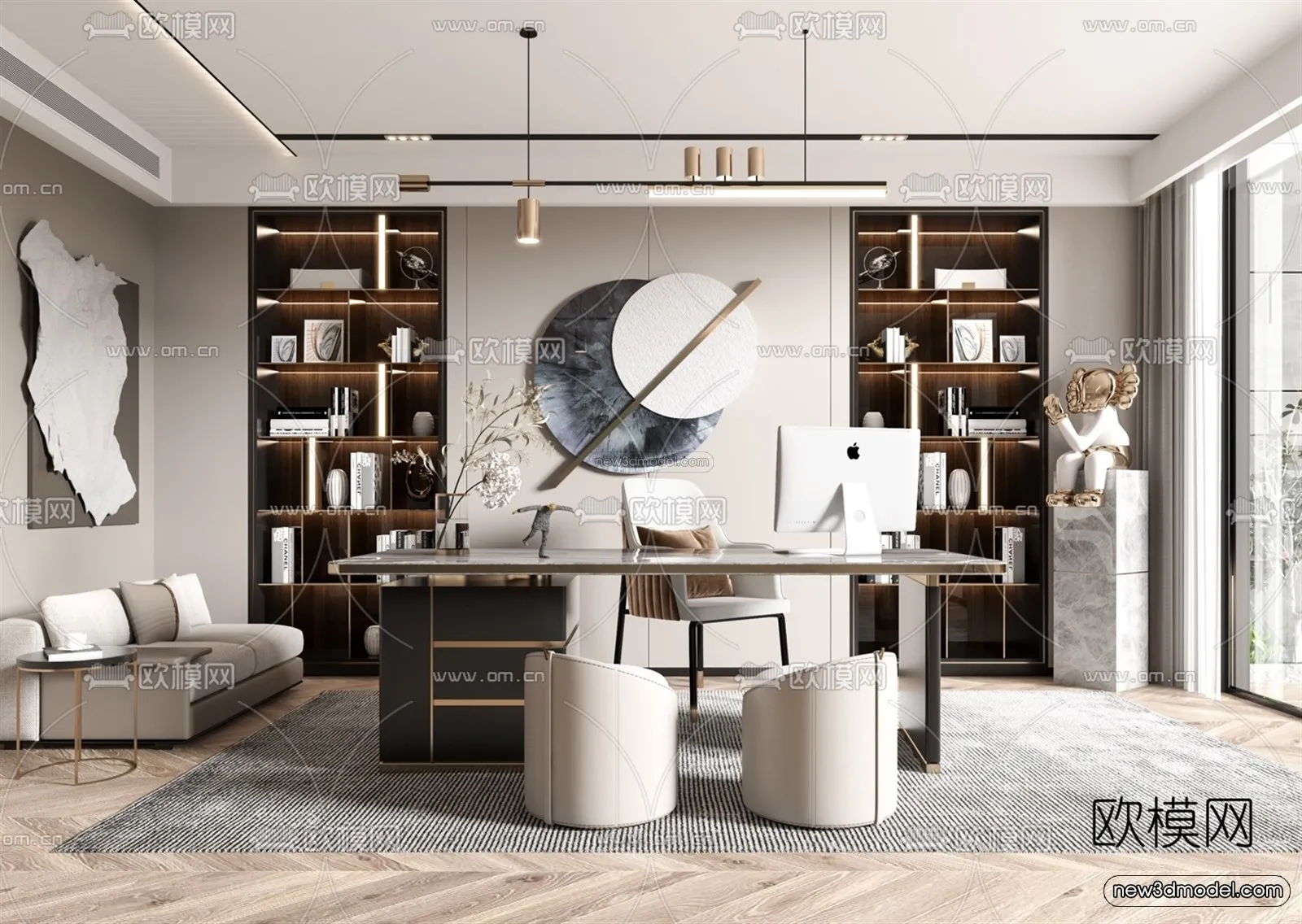 Modern Style Interior 3D Blocks - Study 3D Model - 272