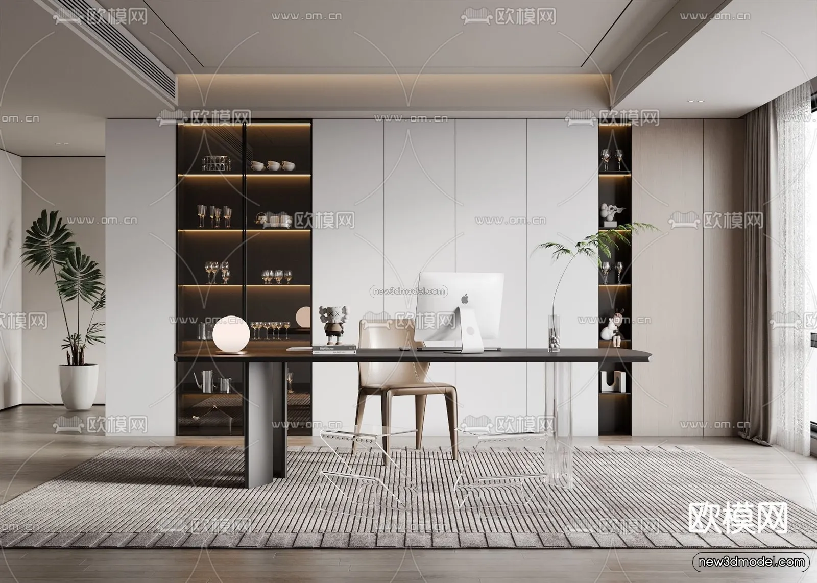 Modern Style Interior 3D Blocks - Study 3D Model - 274