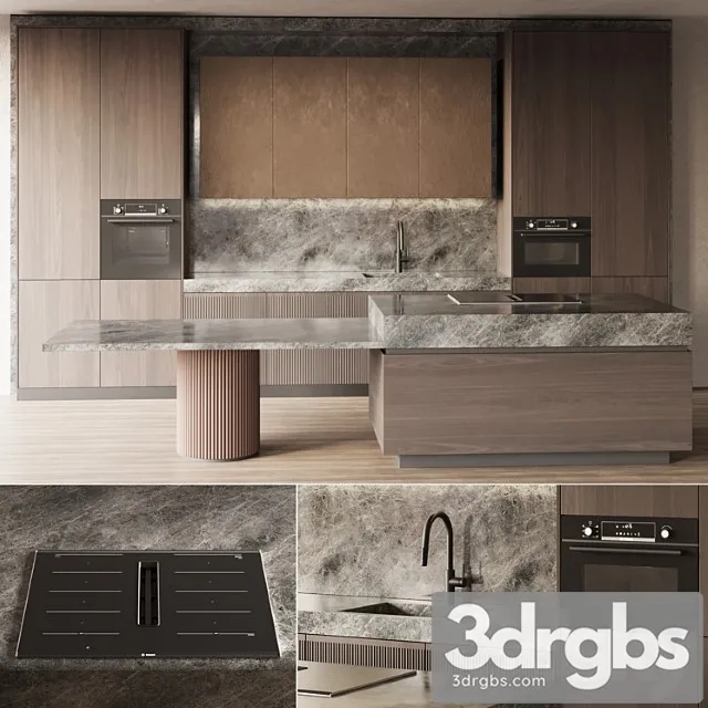 Modern Style Kitchen With Island Kitchen 05 3D Model Free