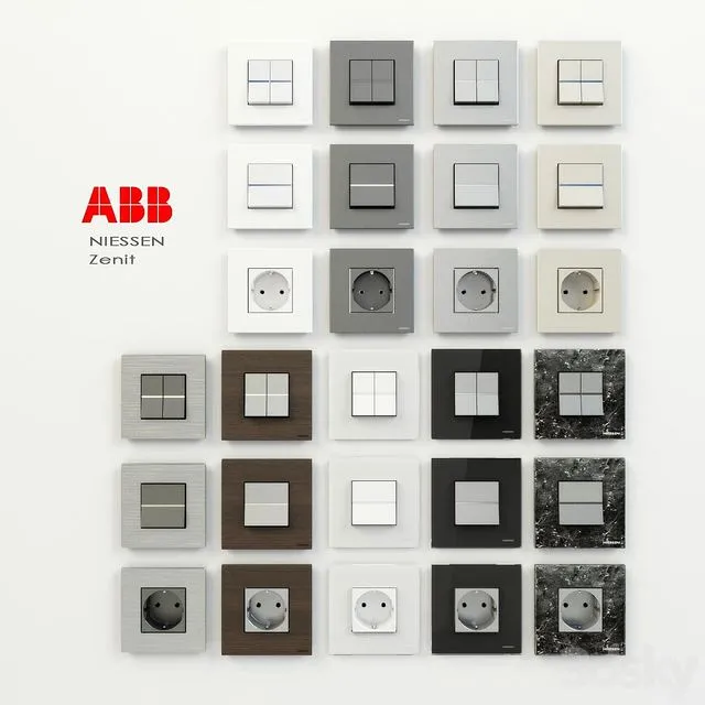 Modern switches ABB Zenit 3D Model