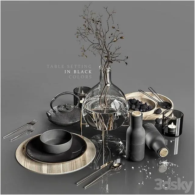 Modern table setting 3D Model