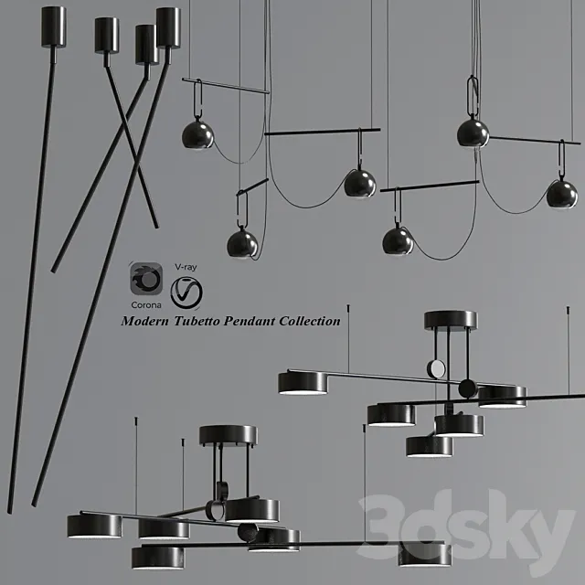 Modern Tubetto Pendant Collection 3D Model