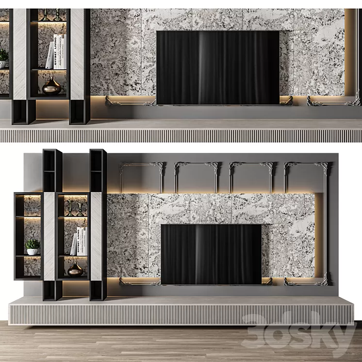 Modern TV Wall 24 3D Model Free