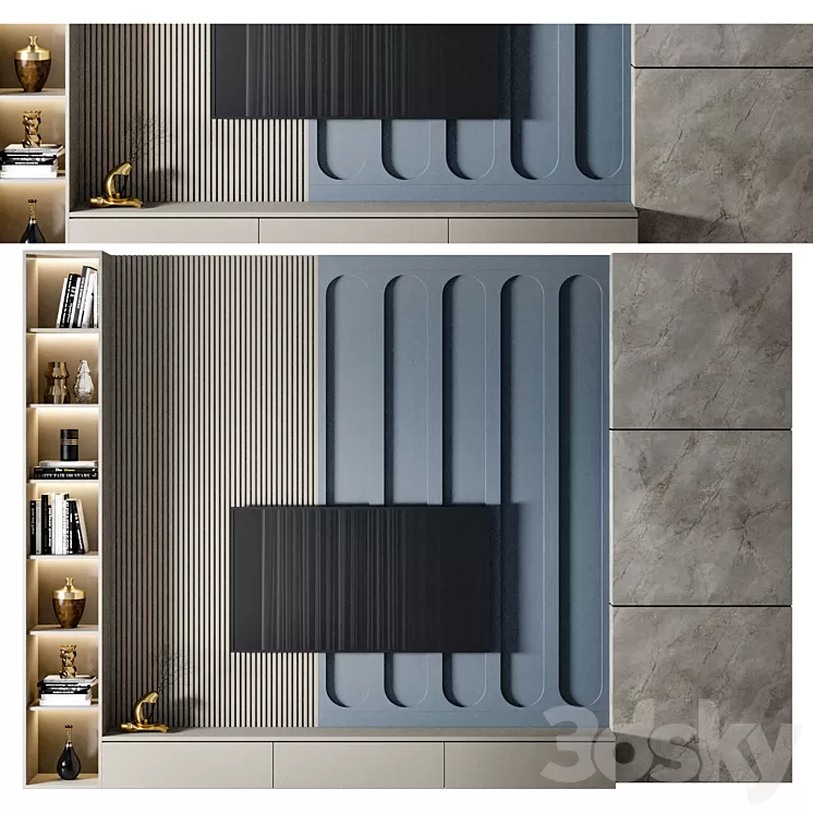 Modern TV Wall 30 3D Model Free Download