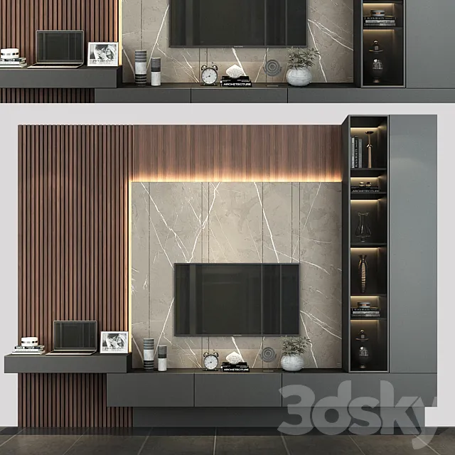Modern TV Wall set185 Free Download