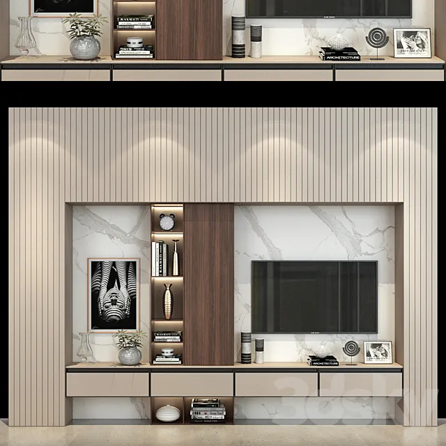 Modern TV Wall set190 3DModel