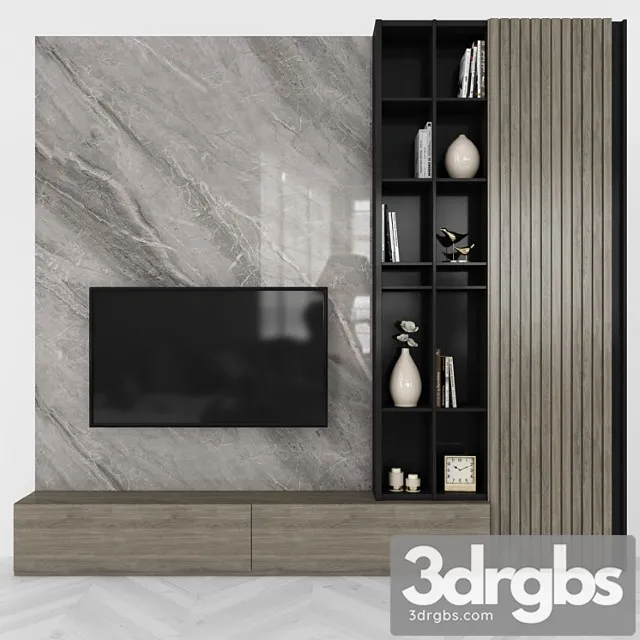 Modern TV Wall set42 3D Model Free