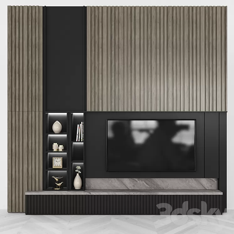 Modern TV Wall set43 3D Model
