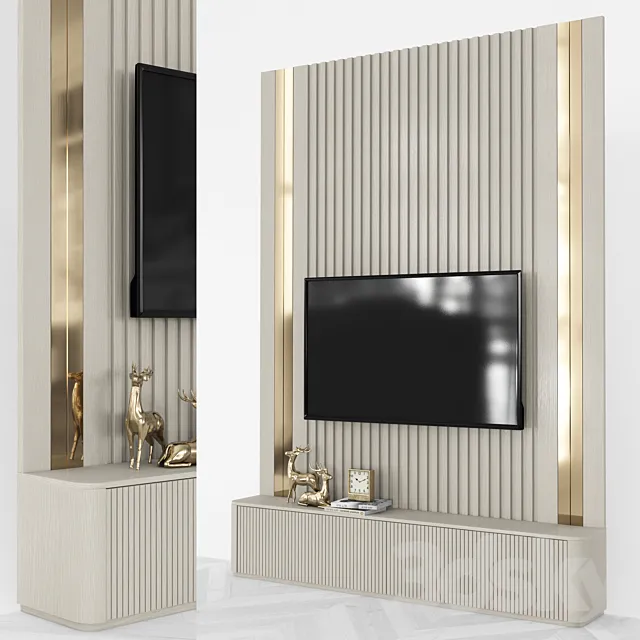 Modern TV Wall set46 3D Model