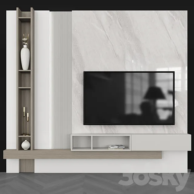 Modern TV Wall set63 3D Model
