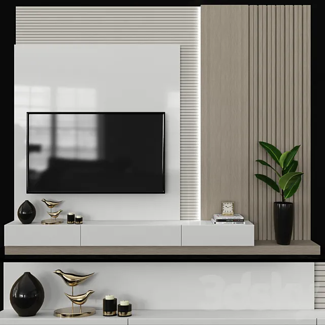 Modern TV Wall set64 3DModel