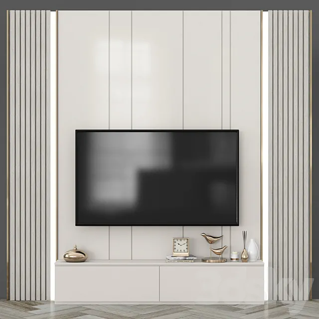 Modern TV Wall set90 3D Model