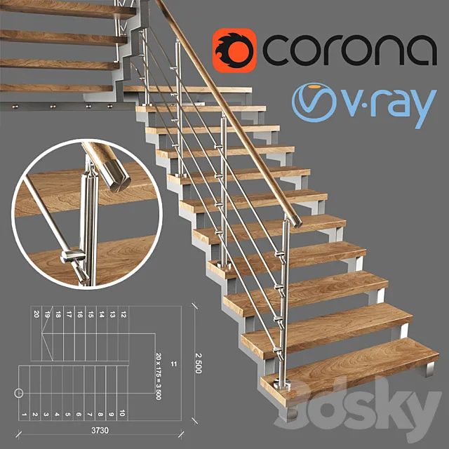 Modern two-step ladder 3DModel