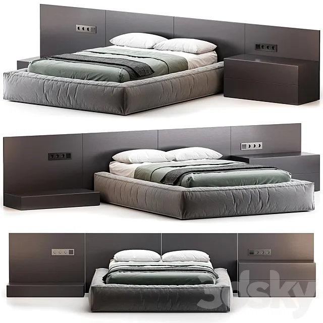 Modern Upholstery Bed from Litfad 3D Model