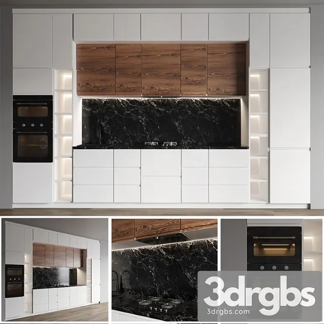 Modern white kitchen ikea voxtorp 3D Model Free