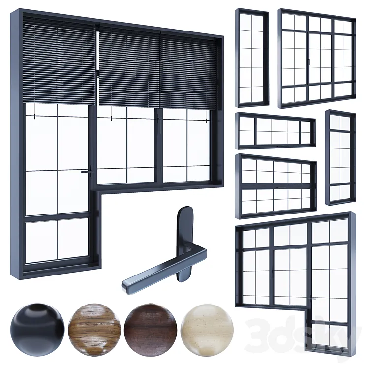 Modern windows 3 3D Model Free