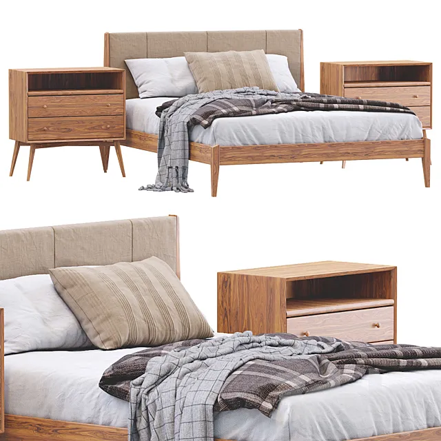 Modern Wood Bed By West Elm 3DModel