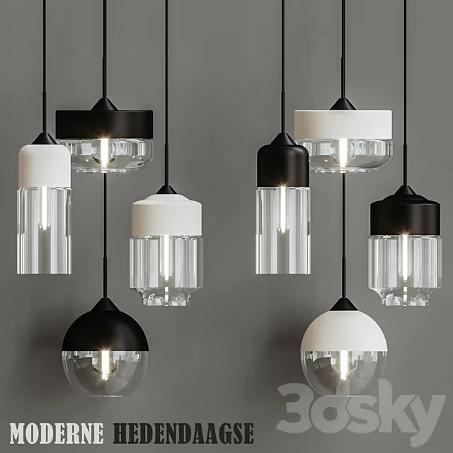 Moderne Hedendaagse Retro Art Metal Glazen Hanger Lampen 3D Model