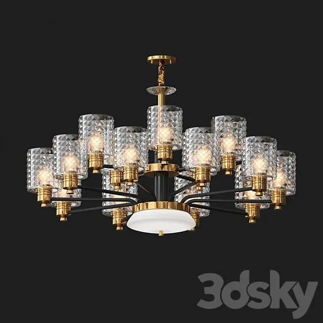 Moderno Metal Dorado Led Lamparas de Arana 3DModel