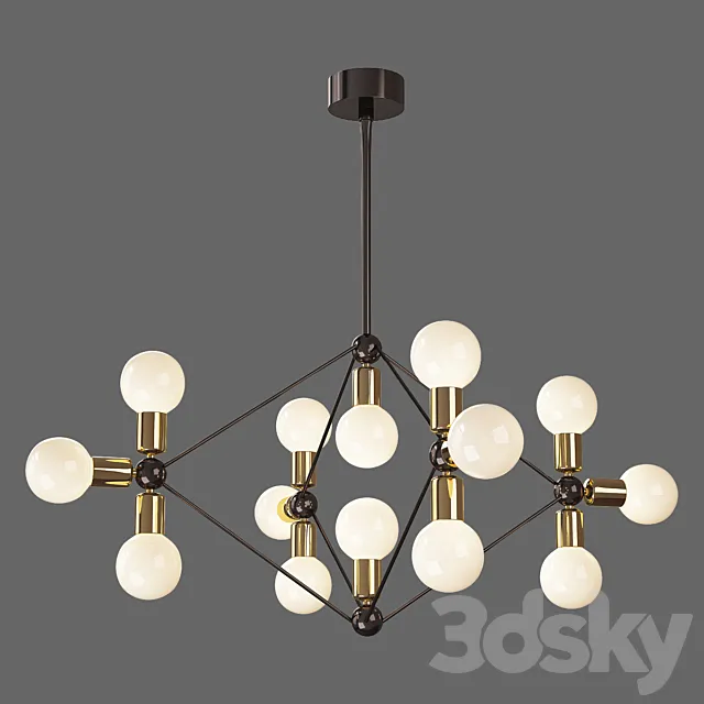 Modo Chandelier 14 Milk Bulb 3D Model