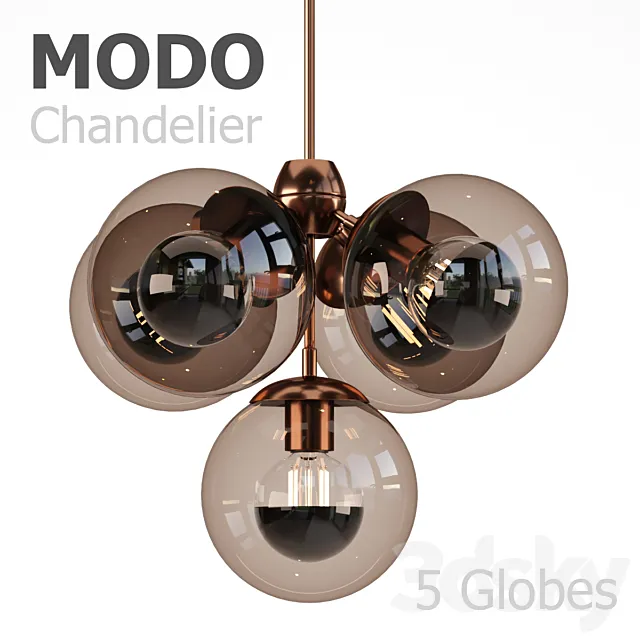 Modo Chandelier 5 Globes 3D Model