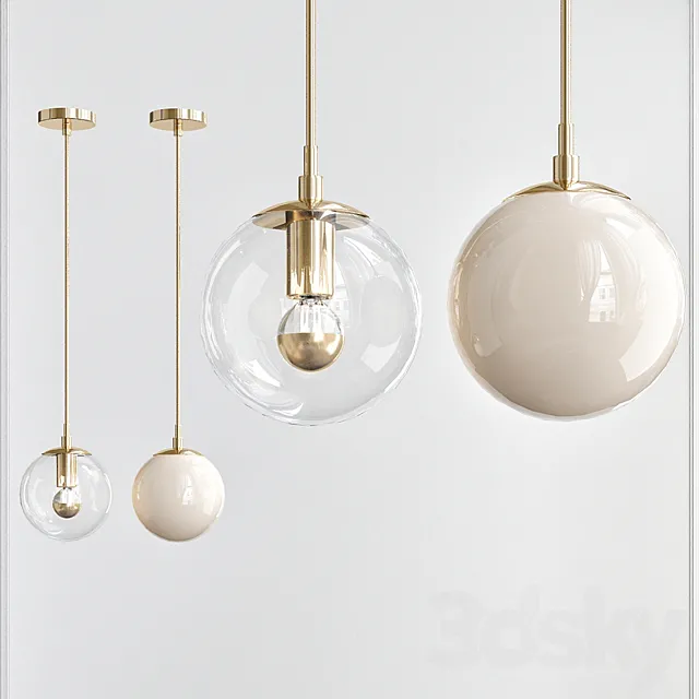 Modo Mono Pendant Brass & Clear Glass 3D Model