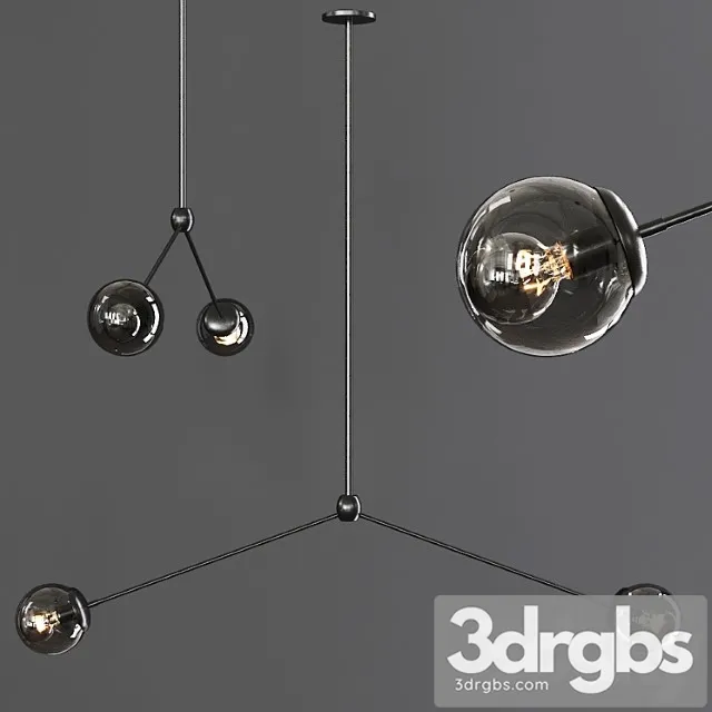 Modo pendant 2 globes black and gray glass 3D Model Free