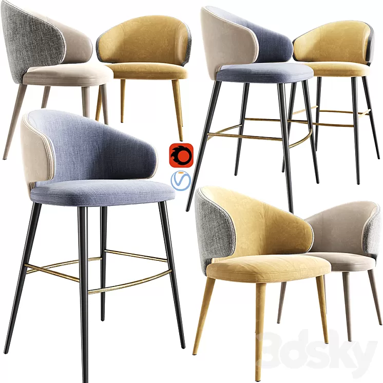 Modrest Carlton Bar And Dining Chair 3D Model