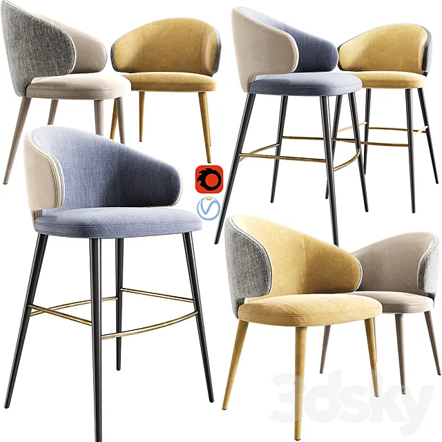 Modrest Carlton Bar And Dining Chair 3DModel