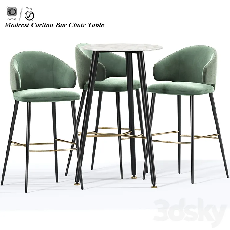 Modrest Carlton Bar Stool And Table 3D Model Free