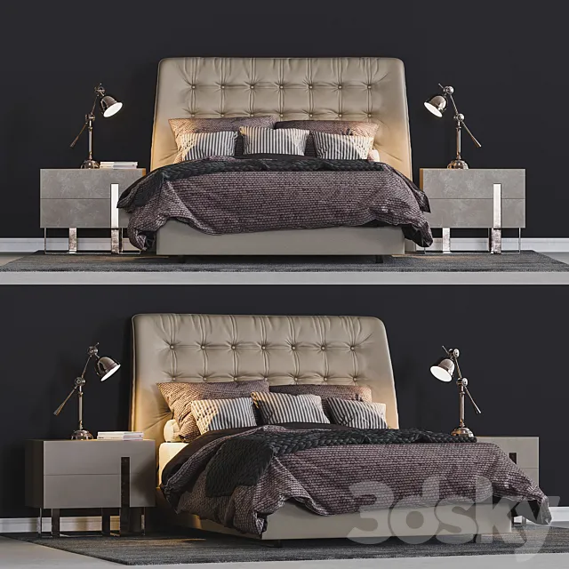Modrest Codex Mid-Century Gray Leatherette Bed 3DModel