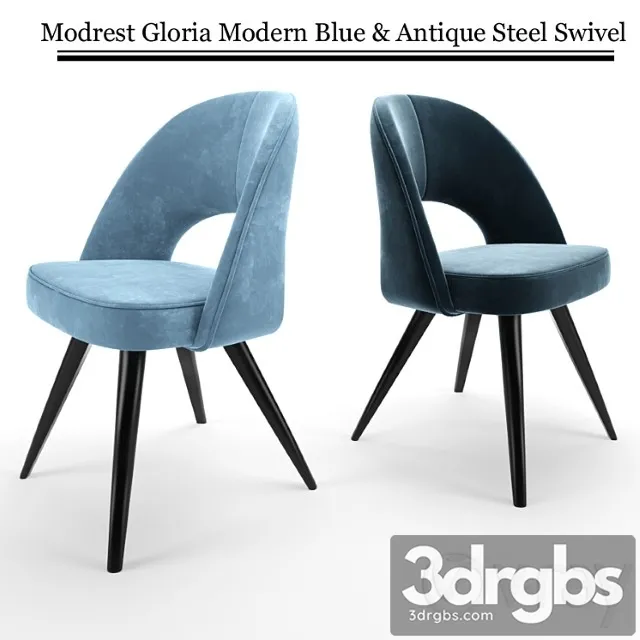Modrest gloria modern blue & antique steel swivel 2 3D Model Free