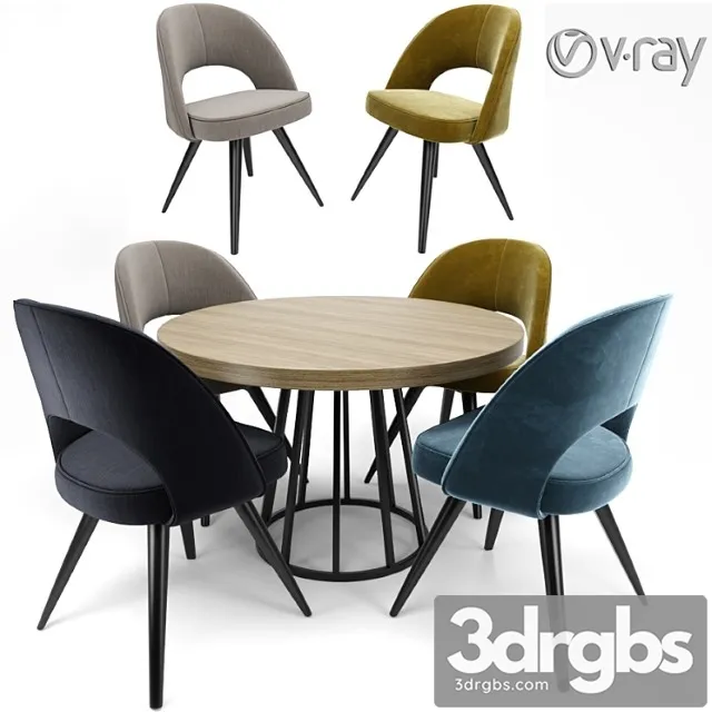 Modrest gloria modern blue chair with round table 2 3D Model Free