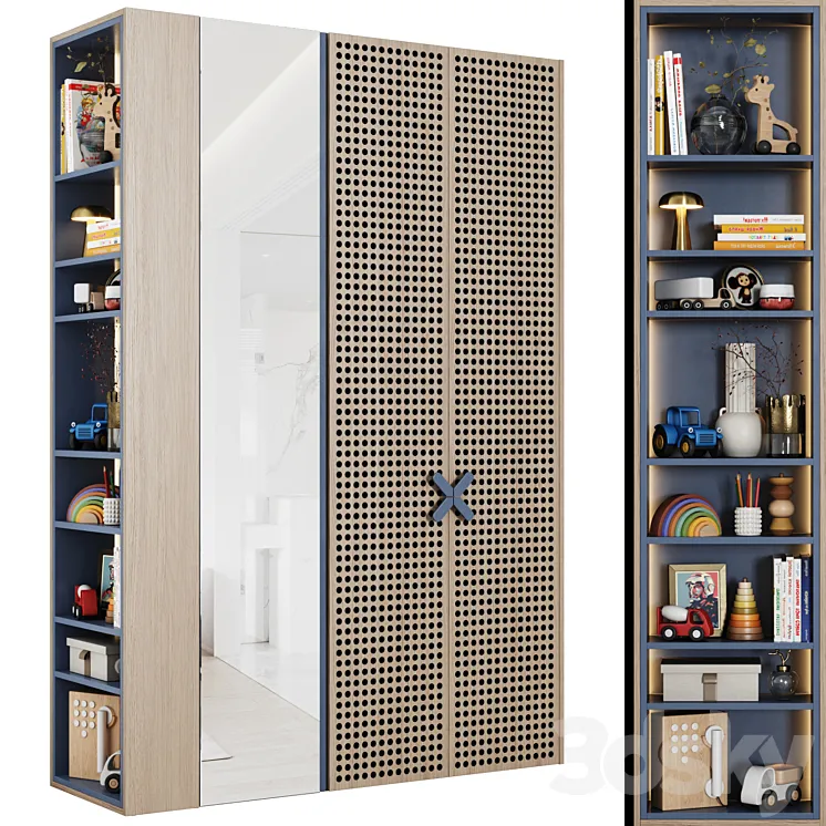 Modular children's wardrobe 03 3D Model Free