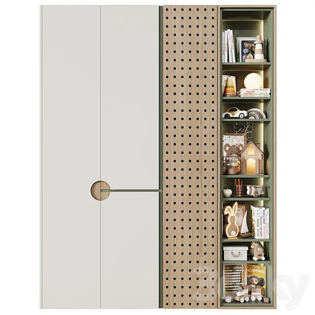 Modular children’s wardrobe in a modern minimalism style 18 3D Model