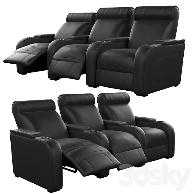 Modular cinema seat 3 positions 3D Model
