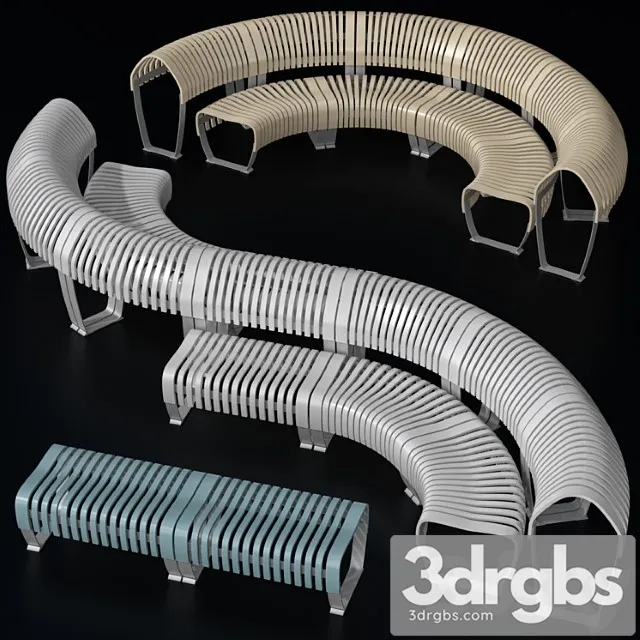 Modular curved and straight bench 3D Model Free
