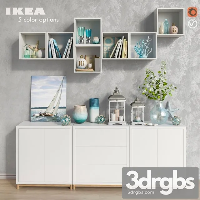Modular furniture ikea accessories and decor set 8 2 3D Model Free