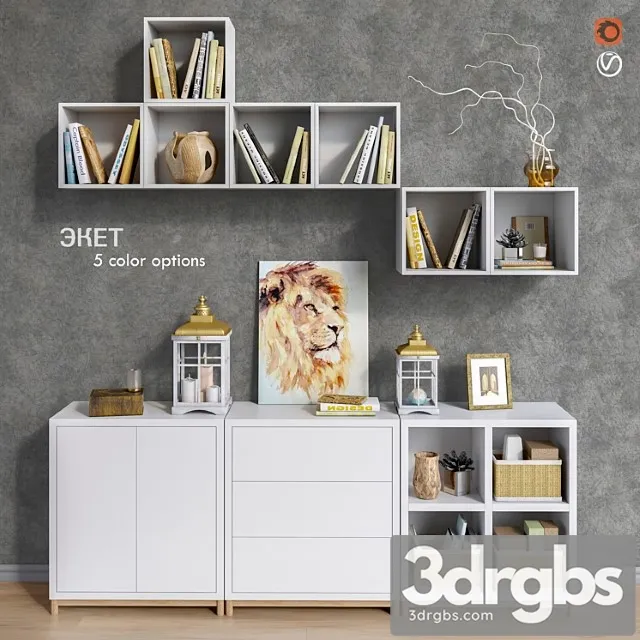 Modular Furniture IKEA Accessories and Decor Set 9 3D Model Free