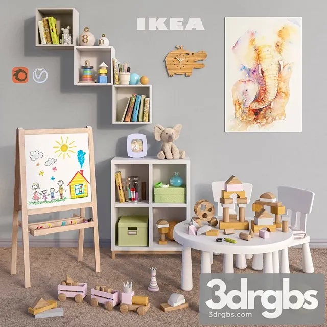 Modular Furniture Ikea Accessories Decor and Toys Set 5 3D Model Free