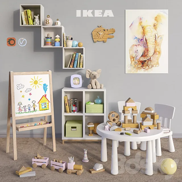 Modular furniture IKEA. accessories. decor and toys set 5 3DModel