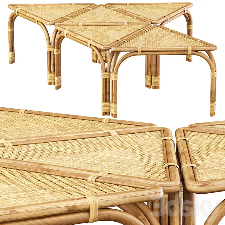 Modular rattan tables 3D Model Free