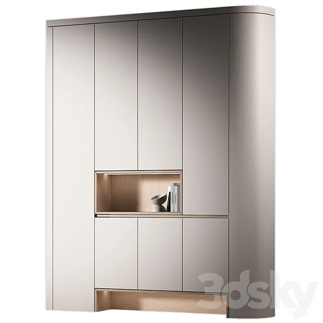 Modular Rounded Cabinet Furniture. Minimal White Modern Wardrobe set 5. 3D Model