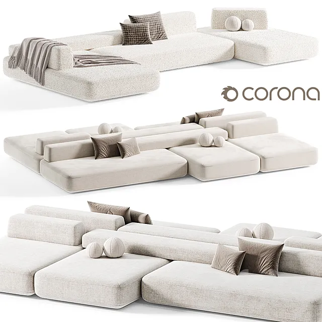 Modular Sofa Flat Sofa Modern By Como 3D Model